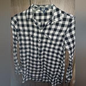 Chaps Black and White Plaid Womens Shirt